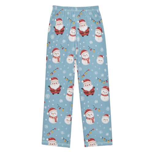 Christmas Pajama Pants Snowman Santa Claus Pattern Long Sleep Pants Lounge Bottoms