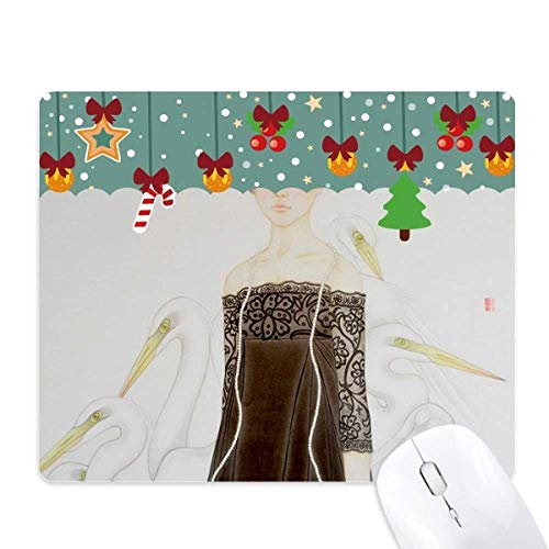 Alfombrilla de ratón para oficina Beauty Egrets con elegante estampado de estilo chino
