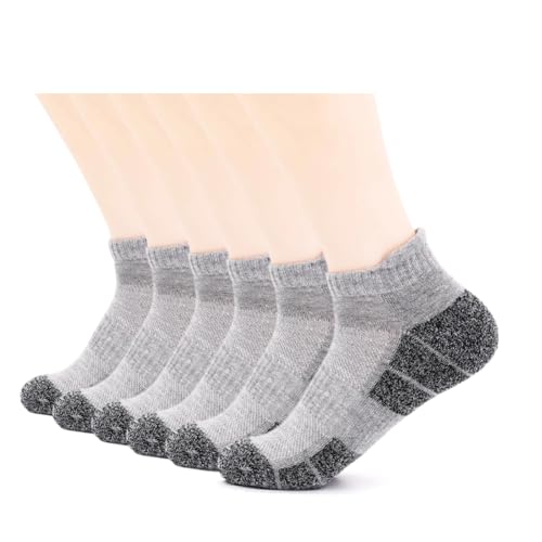 Copper Infused Compression Ankle Socks for Men Women - Moisture Wicking & Odor Control - Cushioned Running Golf Hiking Athletic Socks for All Season (6-Pack)