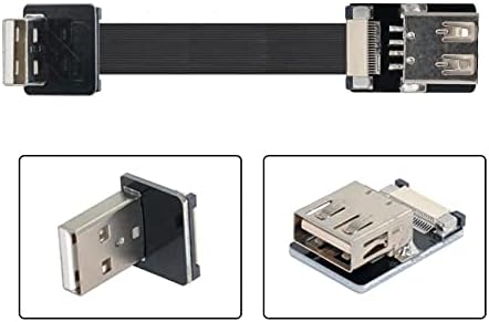 NFHK Up Angled USB 2.0 Type-A Male to Female Extension Data Flat Slim FPC Cable for FPV & Disk & Scanner & Printer 20CM