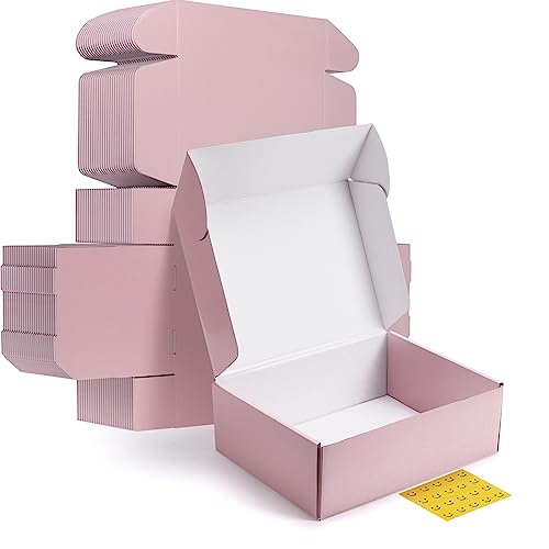 Image of HORLIMER 12x9x4 inches Shipping Boxes Set of 20, Pink Medium Corrugated Cardboard Gift Mailer Box