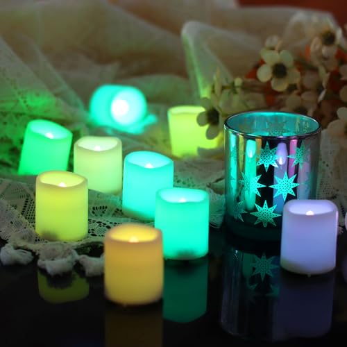 Image of Battery Operated Flameless LED Color Changing Votive Candles Lights 24 PCS
