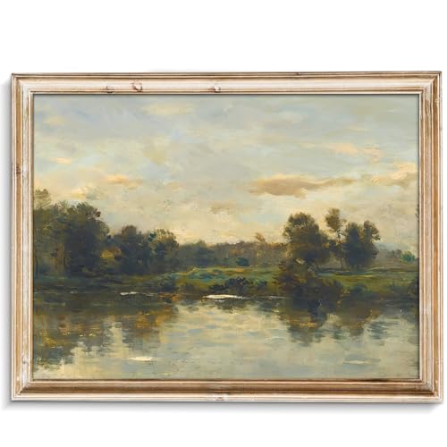 uniro Vintage River Landscape Print Painting Spring...