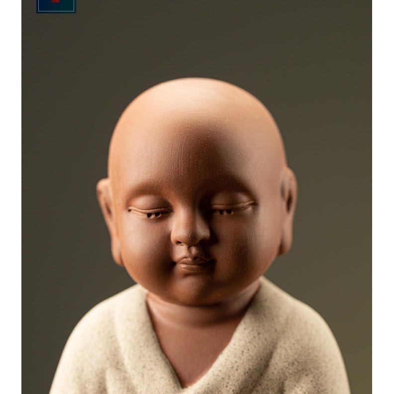Rzeźba Chiński kreatywny fioletowy piasek mały mnich ozdoby buddyjskie dekoracje dla domu zen rzemiosło ceramiczne dekoracja biurka do herbaciarni dekoracje na biurko
