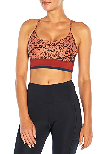 Jessica Simpson Sportswear Women's Standard Flora Low Impact Sports Bra, Redwood Mono Snake, Medium