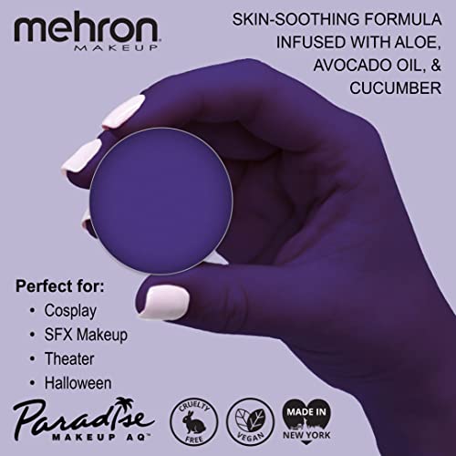 Image of Mehron Makeup Paradise Makeup AQ Refill Size | Stage & Screen, Face & Body Painting, Beauty, Cosplay, and Halloween | Water Activated Face Paint, Body Paint .25 oz (7 ml) (VIOLET)