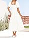 ZESICA Women‘s Summer Boho Floral Midi Dress 2026 Casual Short Sleeve Square Neck Flowy Beach Vacation Long Dress,White,Medium