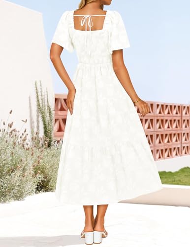 Image of ZESICA Wedding Guest Dresses for Women Summer 2026 Boho Floral Midi Dress Flowy Beach Vacation Graduation Long Dresses