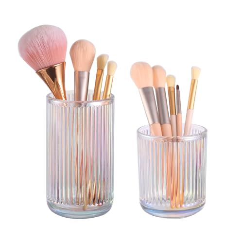 Image of DASITON Makeup Brush Holder Organizer, Crystal Glass Makeup Brushes Storage Holder, Vintage Make Up Brush Cup for Vanity, Pen Pencil Holder for Desk, Toothbrush Holders for Bathroom (Colorful SL)