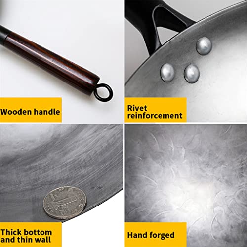 Wok tradicional chino de hierro sin recubrimiento 32 cm miniatura 4