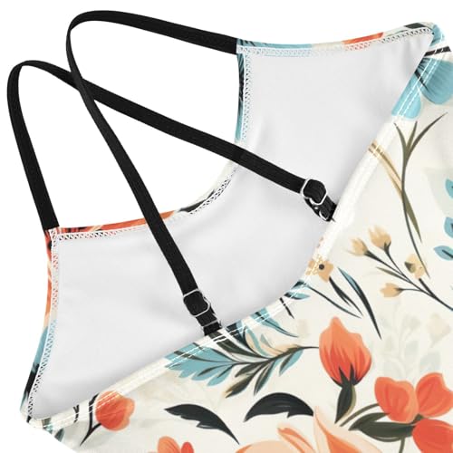 Flowers Floral Vintage Girls One Piece Swimsuit Beach Swimwear 208515554