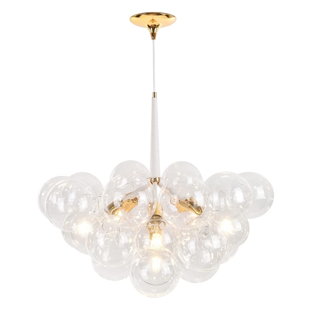 4-Light Bubble Glass Chandelier in Black/White White