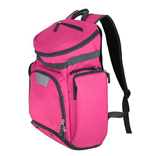 Vaveren Basketball Soccer Backpack Gym Bag Travel Bag with Separate Ball & Shoes Holder for Men Wear Resistant Material Large Capacity Softball Bag, Rose Red