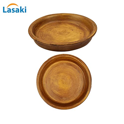 Image of Lasaki Round Ceramic Trays (Plates Saucers) for Pots, planters, Flower, Succulent(Set of 2,Antique,6 inch) R6(Plants not Included)