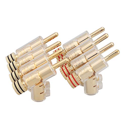 Audiocrast ハイエンドグレード バナナプラグ 連結可能 24K 金メッキ ゴールド レッド&ブラック 8個セッ ト