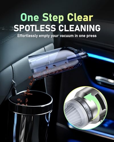 Image of VNOST Car Vacuum,3 Suction Modes,Portable Mini Cordless Cleaner with 24000pa Suction Power,Type-C Charge,Handheld Vacuum for Home,Car,Birthday Gifts for Men Dad Husband (Titanium)