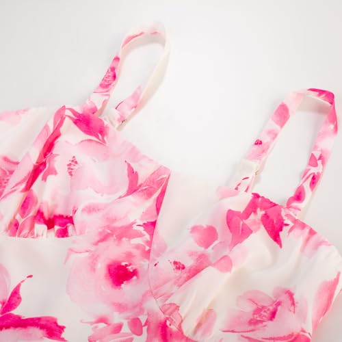 Image of Belle Poque Sun Dresses for Women Spring Summer Floral Midi Flowy Spaghetti Ruffle Wedding Guest Tea Party Dress