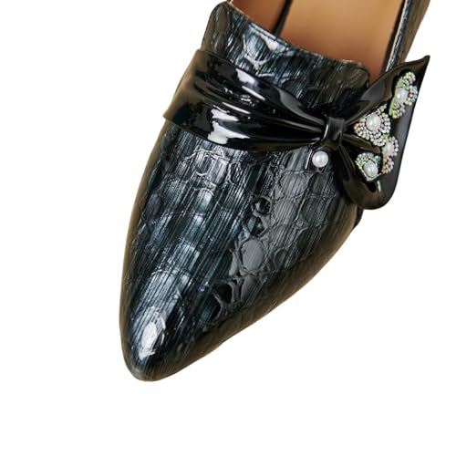TinaCus Women's Patent Leather Pointed Toe Floral Bowtie Handmade Pumps Shoes2
