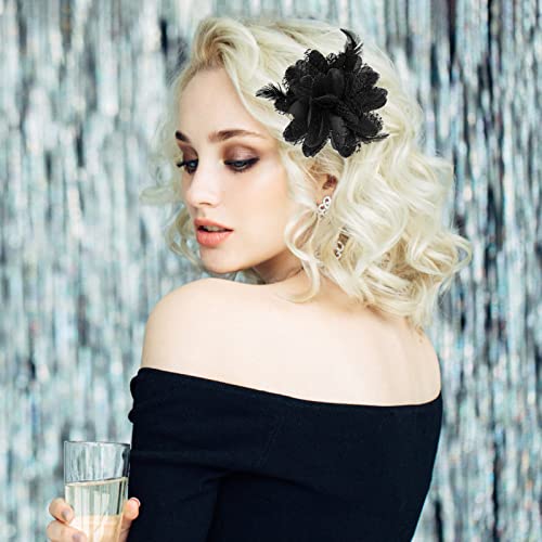 Sibba HAT CLIP FOR TRAVEL Flower Hats Clip Tea Party Corsage Hairpin Barrette Black Floral Feather Hair Pin Butterfly Valentines Day Christmas Halloween Dresses Set Women Girl Travel Bridesmaids Bride Wedding Prom thumb #5