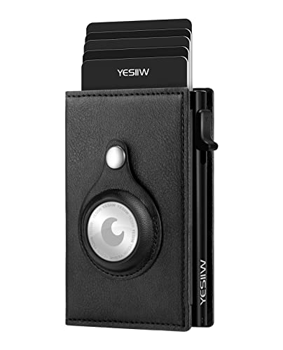 YESIIW Kartenetui mit Apple AirTag Fach Slim Wallet RFID Schutz Kreditkartenetui mit Münzfach ID-Fenster, Pop up Kartenetui Geldbeutel Mini Portmonee Geldbörse für Herren (Airtag Nicht Enthalten) Cover