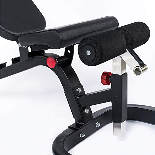 HB200 Multifunktions-Hantelbank, 4-in-1 Hantelbank: Flachbank, Schrägbank, Negativbank und Bauchtrainerbank, bis 272kg belastbar, Sitzpolster und Rückenlehne mehrfach verstellbar – Bild 6
