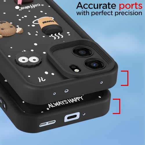Image of Outlouders Back Cover for OnePlus Nord CE 6 5G | 3D Cartoon Bear Cute Fun Silicone Full Body Protection Bumper Case (Black)