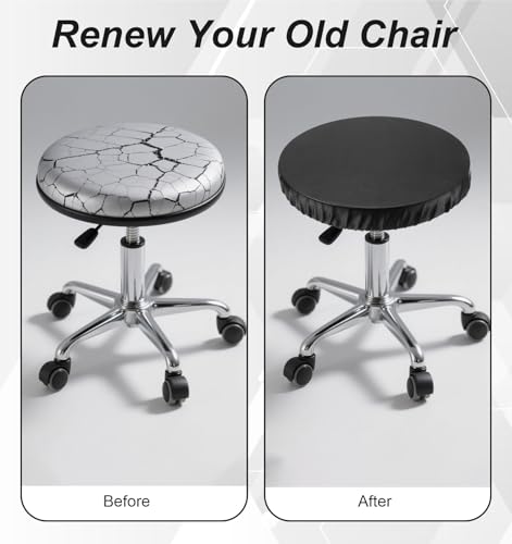 ValueBargain 2 Stück Hocker Bezug, Kissenbezug Rund Wasserdichter für Barhocker und Esszimmerstuhl, Knitterfrei Waschbar Staubdicht, Passend für 30-40cm Durchmesser, Schwarz