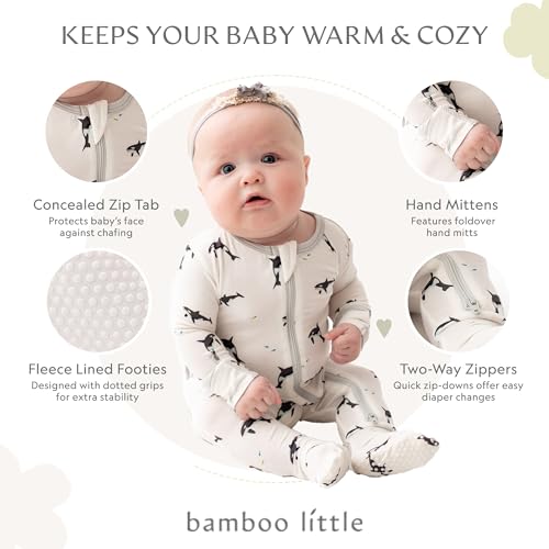 Image of Bamboo Little Soft Baby Footie Pajamas, Baby Clothes, Newborn Sleepers, 95% Viscose and 5% Spandex, 0-24 Months