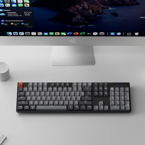 Image of Keychron K10 Full Size 104 Keys Bluetooth Wireless Mechanical Gaming Keyboard for Mac Windows with Keychron Silent K Pro Red Switch, Multitasking /White LED Backlight /USB C Wired Computer Keyboard
