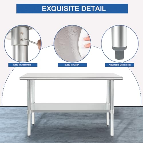 Image of HARDURA Stainless Steel Commercial Table 18x48 Inches