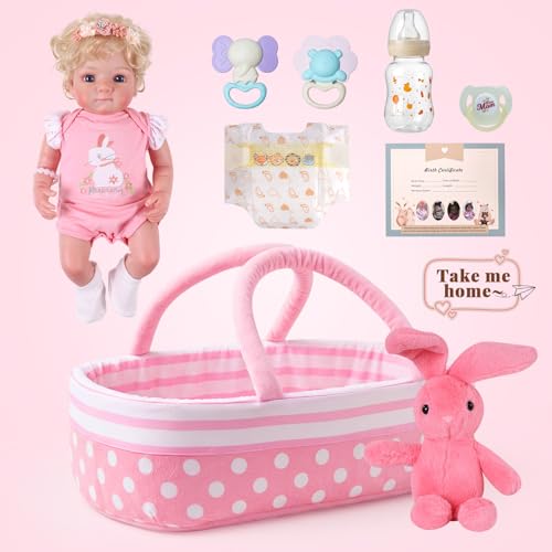 Muñeca Bebé Reborn con Moisés 17 Pulgadas miniatura 5
