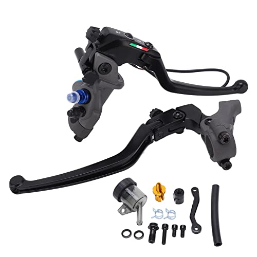 Kimiss 2Pcs Clutch Brake Lever, 0.9-Inch Motorcycle Hydraulic Brake Clutch With Master Cylinder Reservoir Pump Aluminum Alloy (Black) #TOP5