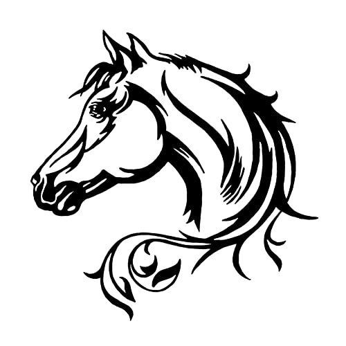 2 Pcs Autocollant de Voiture Réfléchissante Tête de Cheval, MoreChioce 19,5cm x 19,5cm Autocollant de Voiture en PVC Autocollant Décoratif pour Voiture, Camion, Ordinateur Portable, Fenêtre,Noir