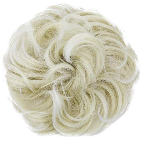 CAISHA Big Hairpiece Scrunchy Updo Bridal Hairstyle curly Messy Bun White Blonde Mix G31E