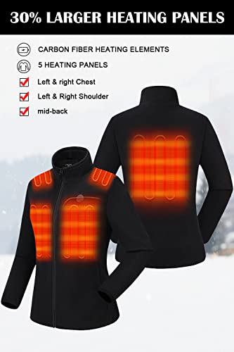 Venustas Women's Fleece Heated Jacket With Battery Pack 7.4V, 5 Heating Zones, Fleece Heated Coat With Premium Zippers #TOP1