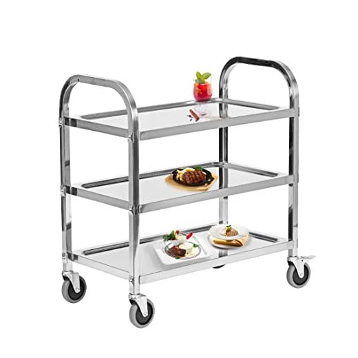 HLC Carrito de sevicio para la cocina, hotel, oficina con 3 niveles / 82 x 75 x 40 cm/Acero inoxidable