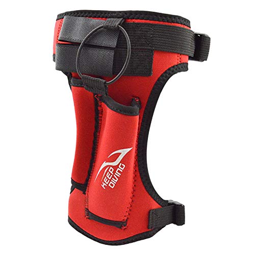 Easnea Neoprene Leg Knife Sheath/Arm Strap, Comfortable Adjustable Scissors Knife Holder for Spearfishing, Snorkeling, Swimming, Boating, Hunting Red