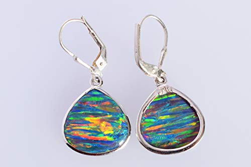 Pendientes de ópalo de fuego multicolor joyería boho plateada gitana 3