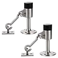 Sumnacon 2 Pcs Stainless Steel Door Stopper with Hook, Contemporary Safety Doorstops with Sound Dampening Rubber Bumper - Wall Mounted Door Holder with Hardware, Brushed Finish, 3.5 Inch in Height
