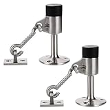 Sumnacon 2 Pcs Stainless Steel Door Stopper with Hook, Contemporary Safety Doorstops with Sound Dampening Rubber Bumper - Wall Mounted Door Holder with Hardware, Brushed Finish, 3.5 Inch in Height