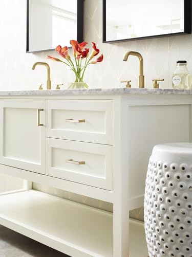 Image of Amerock | Cabinet Pull | Golden Champagne | 3 inch (76 mm) Center to Center | Monument | 1 Pack | Drawer Pull | Drawer Handle | Cabinet Hardware