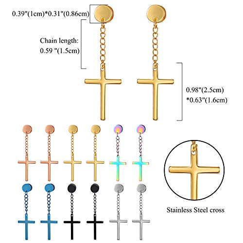 Oidea 6 Pairs Stainless Steel Hinged Cross Dangle Earrings For Men Cross Earrings Unisex Punk Earrings Hoop Stud Earrings For Women #TOP4