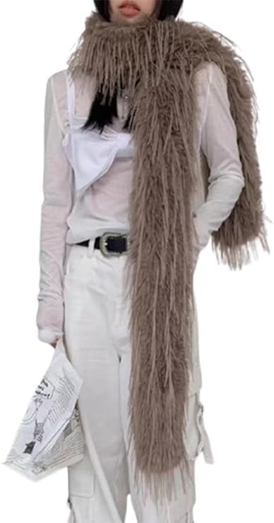 Faux Fur Scarf Large Furry Scarfs Solid Color Long Neckerchief Decoration Warm Scarf for Women Lightweight 2025