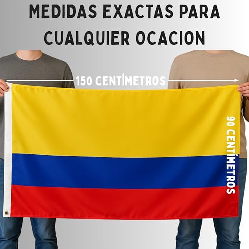 Kolumbianische Flagge 90x150 cm Bandera Colombia de100 Denier, 100% Polyester, für Innen- und Außendekorationen, kolumbianische Nationalmannschaft auf dem Weg zur Weltmeisterschaft 2026