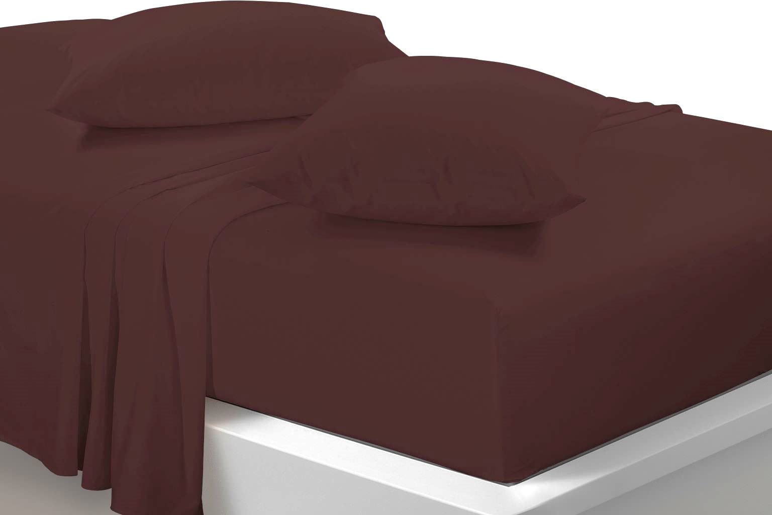 Extra Deep 40cm Fitted Sheets Easy Care Polycotton Cotton Rich Deep Fitted Bed Sheets (Chocolate, Double)