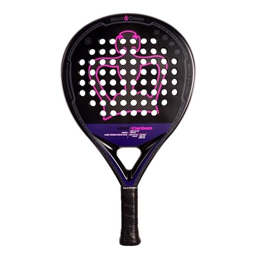 Black Crown - Pala Win Carbon, Forma Redonda, Goma Super Soft Black EVA, Doble Tubular Carbono 100%, Carbono 3K, Amplio Punto Dulce, Control y Suavidad, Alta Comodidad