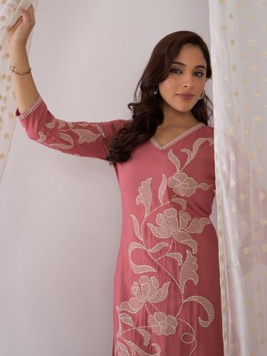 Image of INDO ERA Women's Embroidered Anarkali Kurta Pant Set with Dupatta | Co Ord Set For Women Stylish