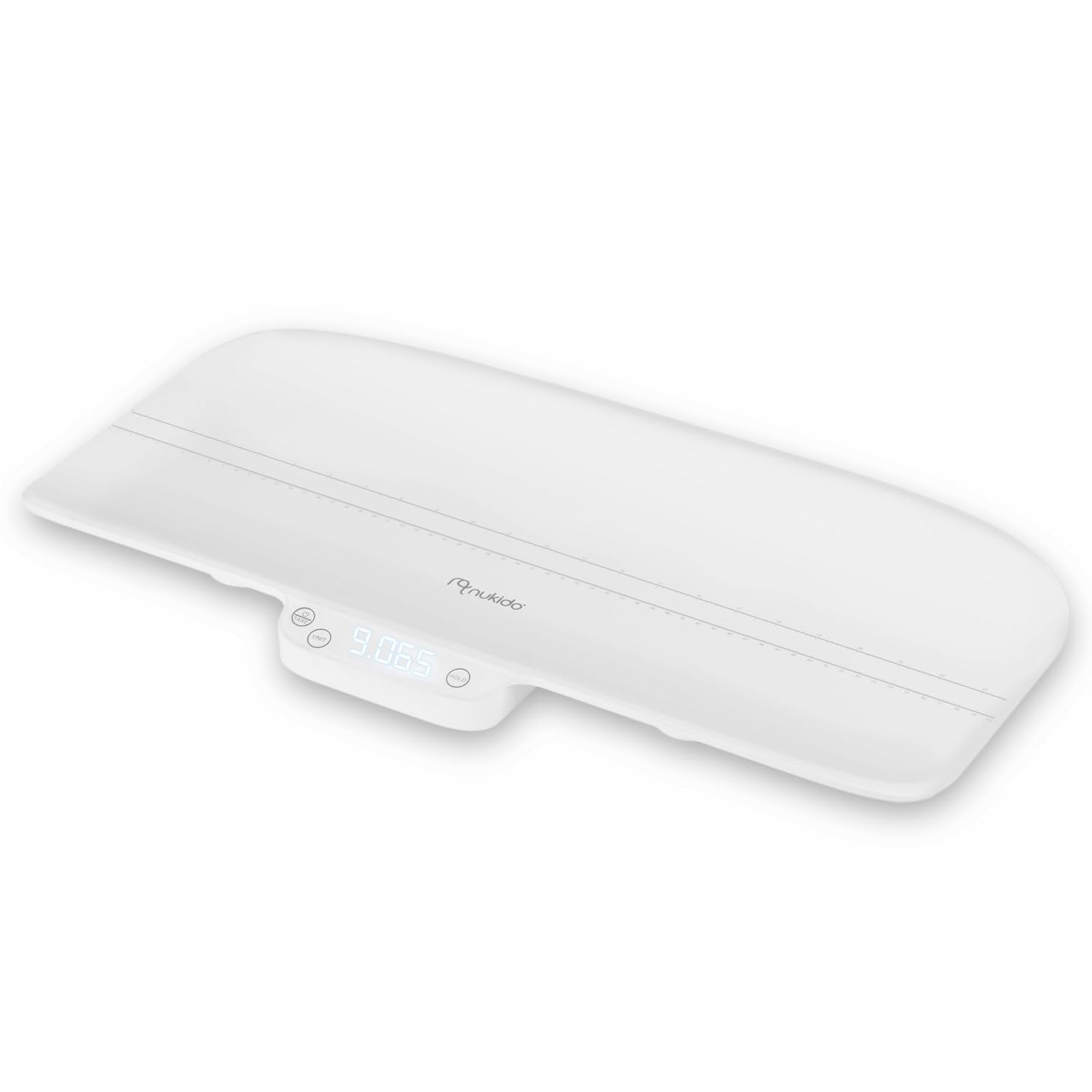 Nukido Bilancia per bambini, 40 kg, portata 5 grammi, precisione con funzione Tara Hold, scala di misurazione integrata, colore bianco