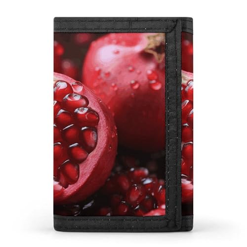 Pomegranate Fruit Trifold Wallet, Card Cases And Money Oganizer Thin Stylish Mini Coin Bag with Zipper Coin Pocket Credit for Men And Women