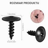 50 sztuk śrub blaszanych 4,8 x 16 mm, śruby do karoserii, samogwintujące, stalowe, manganowe, zestaw czarnych śrub z płaskim łbem do karoserii, błotników samochodowych, zderzaków, nadkola, kratki